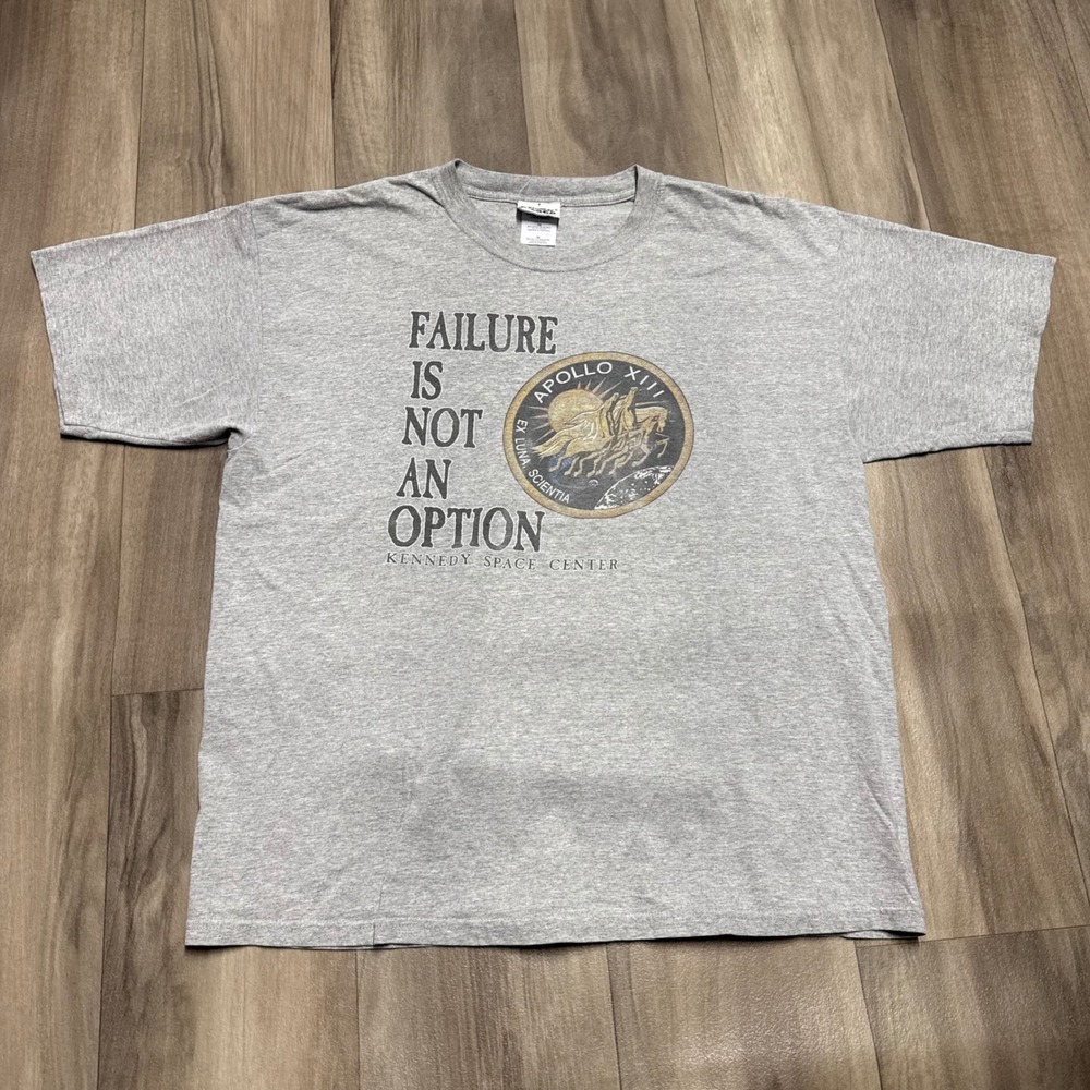 Kennedy Space Center Apollo XIII Failure Is Not An Option Gray Graphic Tee XL